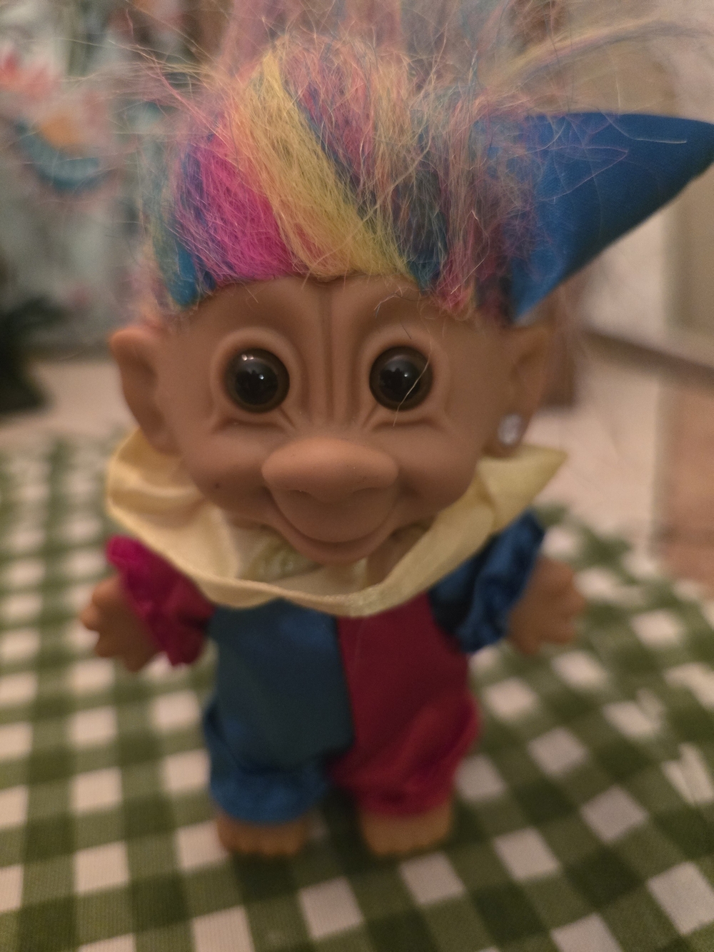 Bright Of America Troll Rainbow Hair Clown Costume w Hat Heart Earring 4.5" Tall